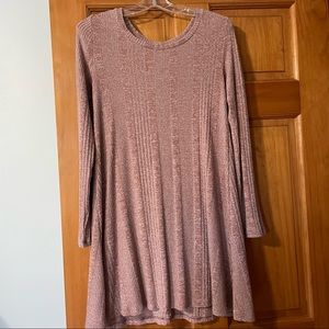 Pink Knit Long Sleeve Sweater Dress